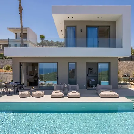 Sky Sea View Heated Pool Villa Chania (Crete)