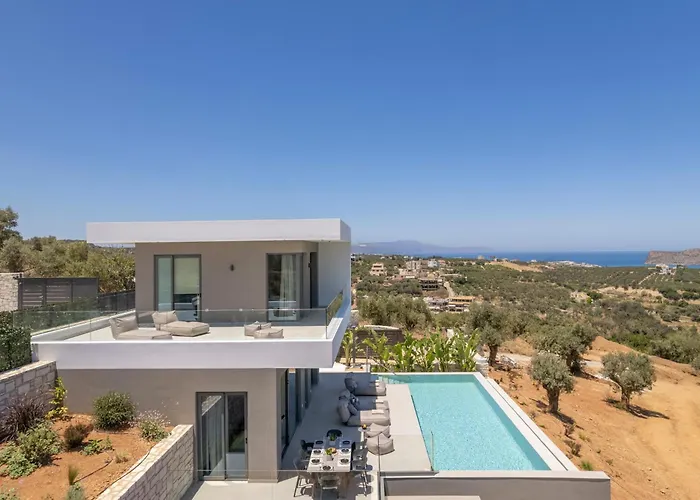 Sky Sea View Heated Pool Villa Chania (Crete)